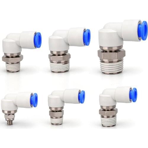 KSH NRC Elbow M5 1/8" 1/4" 3/8" 1/2" BSP Male Fit 4 6 8 10 12mm OD Tube Air Pneumatic High Speed Rotary Pipe Fitting Connector