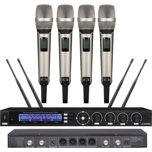 MiCWL 4 Handheld UHF Digital Wireless Microphone System 4 Aerial Audio Karaoke Large Range Performing System
