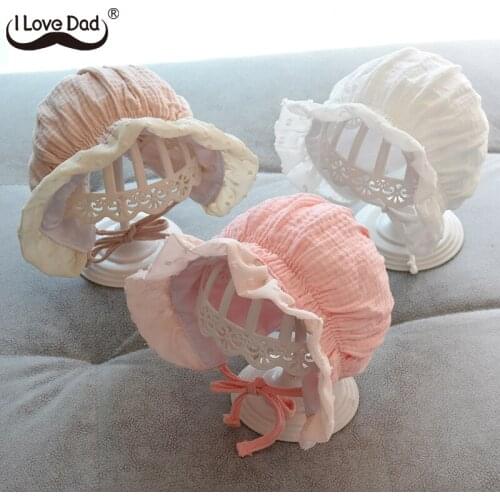Lovely Lace Ruffle Baby Girl Hat Newborn Soft Cotton Toddler Infant Baby Hat Outdoor Sun Hat Spring Cap Baby Photography Props