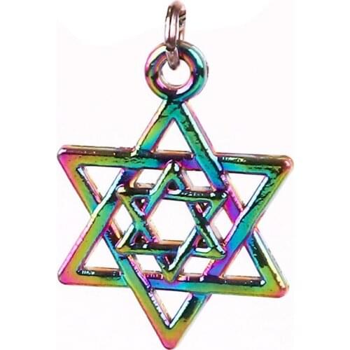 10pcs Fashion colgantes Rainbow Color Alloy Hexagons stars Simple Pendant charms for Necklace women Birthday Glamour Jewelry