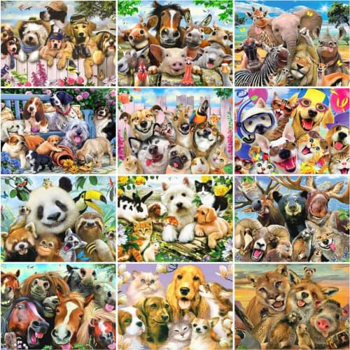 HUACAN Coloring By Numbers Dog Animal Acrylic Modern Wall Art Painting By Number For Adults Animal Kits Handpainted Gifts