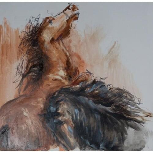 Skills Artist Hand-painted High Quality Abstract Horse Oil Painting For Wall Decoration Black and Brown Horse Canvas Painting