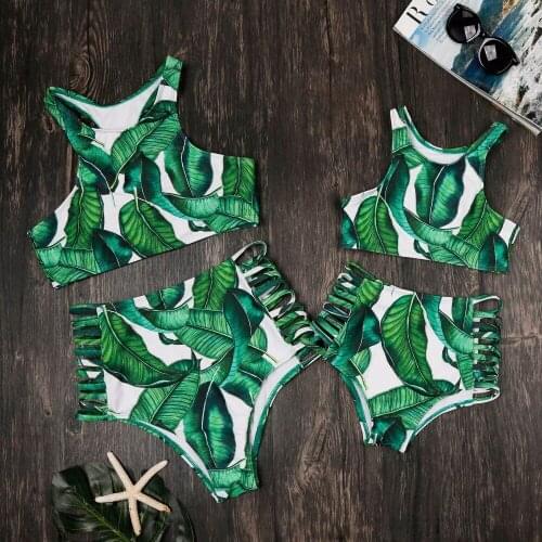 Family Matching Clothes Outfits Mother and Daughter Swimsuit Floral Mommy and Me Swimwear Bikini Look Bathing Suit Beachwear