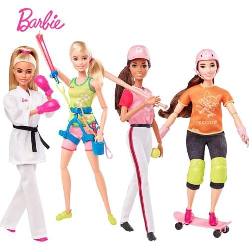 Barbie Olympic Games Tokyo 2020 Jacket Sport Climber/Skateboarder/Softball/Karate Doll with Uniform Toys for Kids Gift GJL73