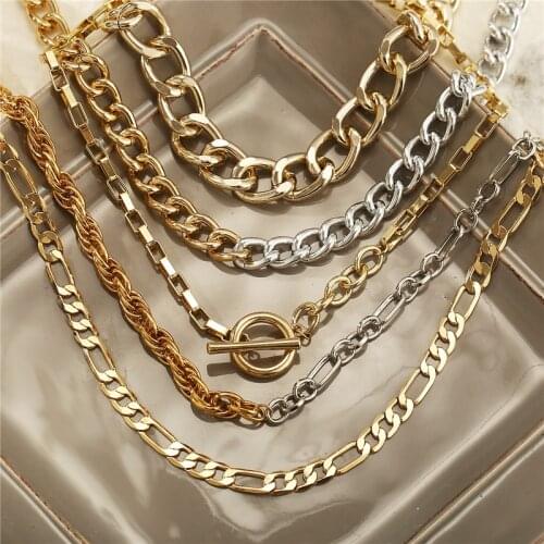 Fashion Gold Link Chain Necklace For Women Girls 2020 Collar Cuban Punk Thick Choker Necklace Statement Party Jewelry