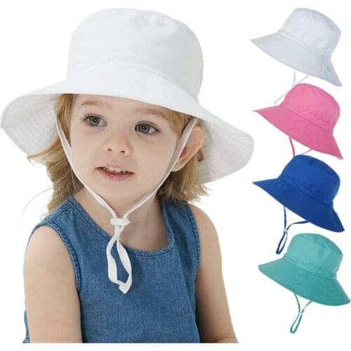 Summer Baby Sun Hat Boys Cap Children Panama Unisex Beach Girls Bucket Hats Cartoon Infant Caps UV Protection