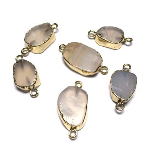 Natural Stone Agates Pendant Irregular shape Double Hole Connector for Jewelry Making DIY Elegant Necklace Bracelet Accessories