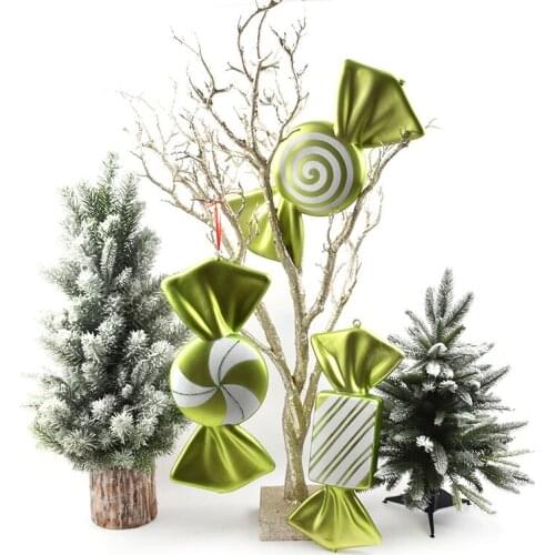 Wedding festive decoration props Christmas candy decoration hanging machine 40CM grass green painted candy ornaments single