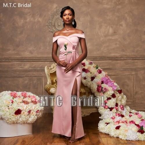 Lovely Pink Bridesmaid Dresses For African Maid Of Honor Side Slit Mermaid Long Wedding Party Dress Plus Size Best Women Gowns