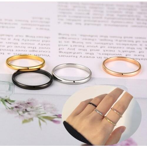2mm Simple Smooth Stacked Ring Fashion Stainless Steel Dome Stacking Rings For Woman Wedding Engagement Band Gift