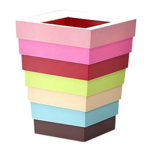 Rainbow Folding Wastebasket Simple Trash Can Plastic Garbage Bucket Waste Bin Trashcan Garbage House Cleaning Trash Bin D11