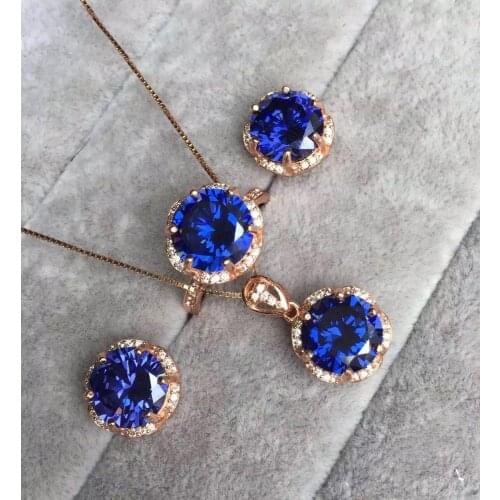 The Best engagement Gift Natural and Real Kyanite Jewelry set 925 sterling silver 1pc Ring,1pc Pendant,2pcs Earring