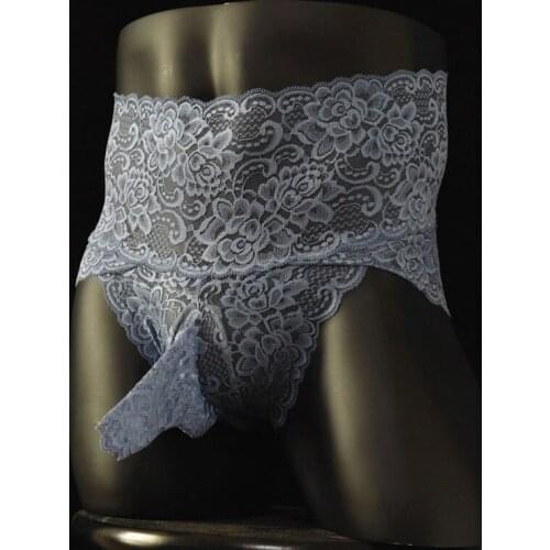 Sexy Men Lace COCkRing G-string Candy Color U Convex Pouch G-string High Waist Sheer Sexy Thong Hollow Out Plus Size Gay Wear 10