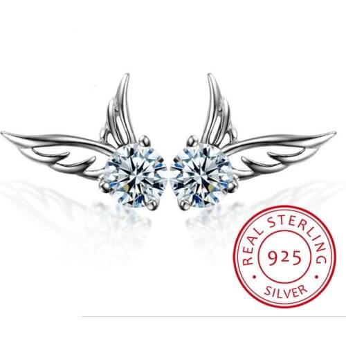 Wholesale Fashion jewelry wings an angel AAA zircon drill Real 925 sterling silver Stud earrings YS52