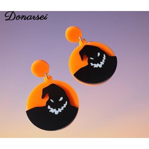 Donarsei Halloween Horror Demon Drop Earrings For Women Hallowmas Costume Cosplay Evil Ghost Dangle Earrings Party