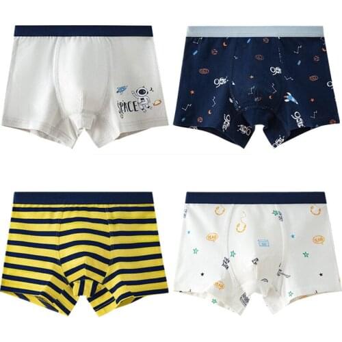 Boy Panties Boys Boxer Underwear For Kids Striped Navy Blue Cotton Underpanties Bottoms Boys Clothes For 6 8 10 12 14 Years Old