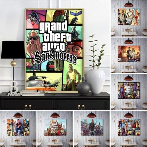 GTA 5 San Andreas Vice City Vintage Canvas Art Print Painting Poster Wall Pictures For Living Room Home Decoration Wall Decor