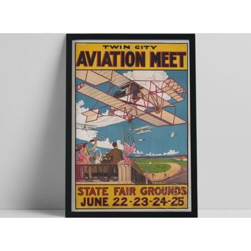 Twin City Aviation Meet Vintage Poster, Travel Cities Landscape Wall Picture, Living Room Corridor Bedroom Wall Decor, Idea Gift
