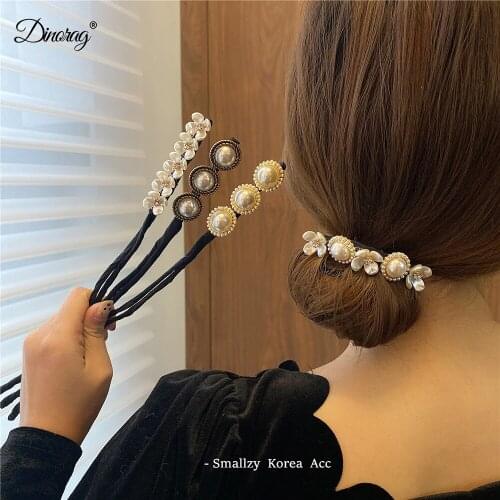 Fairy Style Pearl Flower Hairpin Magic Hair Braiding Lazy Braider Tool DIY Bun Hair Clips Women Headband Styling Accessories