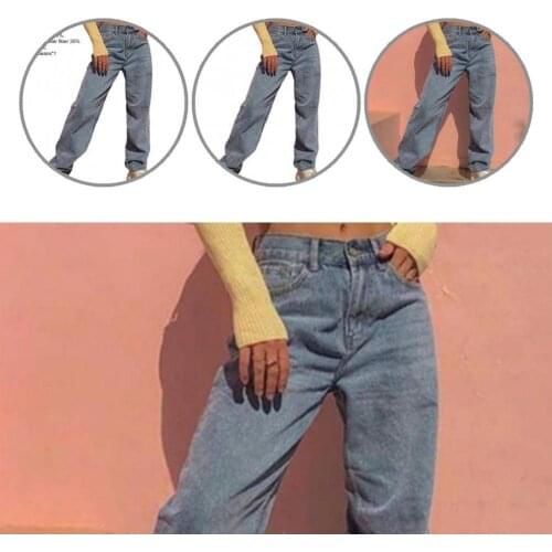 Female Casual Women High Waist Casual Long Jeans Bottoms Trousers Button Zipper Closure for Outdoor
