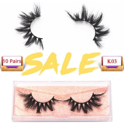 10 Pairs Mink Hair False Eyelash Natural Wispy Fluffy Medium Volume Fake Lashes Extension Handmade Cruelty-free 3D Mink Lashes