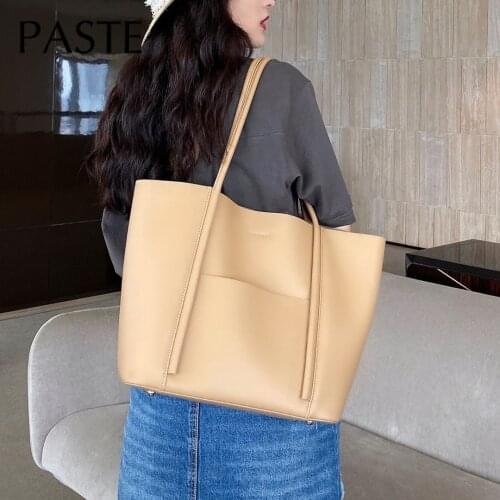 2021 Large Tote Work Office Lady Commute Bag Yellow 32cm Cowhide Leather Women Handbag Huge Luxury Shopping Shoulder Bag