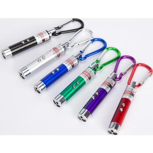 3 in 1 Funny Pet stick Cat Toys Red Laser Pointer Pen With White Purple LED Light Show Key Chain Money Detector Pen toy SN824