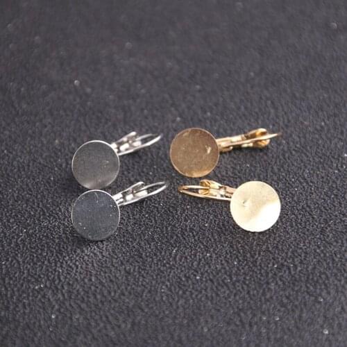4pcs 12mm Two Color Plating French Lever Back Earring Base Blank Earring Components Fit Jewelry Earring Findings