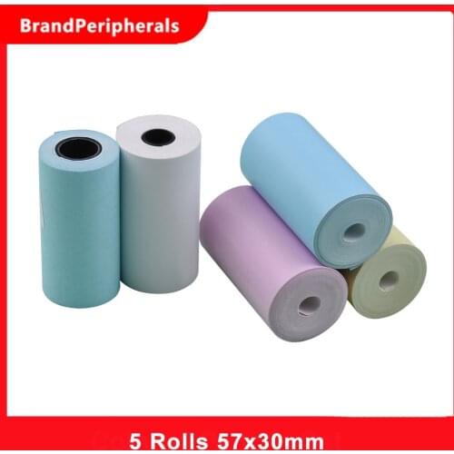 5PCS Color Thermal Paper Roll Set 57x30mm/2.17x1.18in Photo Picture Receipt Memo Printing for Peripage/Paperang Pocket Printer