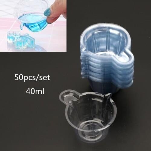 50Pcs 40ML Plastic Disposable Cups Dispenser DIY Epoxy Resin Jewelry Making Tool home decoration
