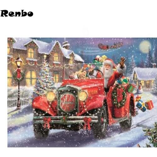 5D DIY Diamond Painting Santa Claus Full Square Embroidery Diamond Cross Stitch Rhinestone Mosaic Stickers Christmas decor Gift