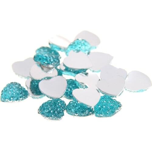 8mm 100pcs Heart Shape Many Colors Resin Rhinestones Flatback Diamonds Craft Glue On DIY Decorations Clothes Bag Shoes Supplies