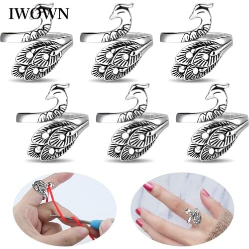 9/6pcs Knitting Crochet Loop Adjustable Yarn Guide Open Knitting Ring Metal Thread Guide Finger Holder for DIY Knitting Craft