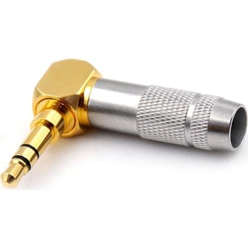 90 Degree Gold Plated Copper 3.5mm 3 Pole Stereo Earphone Plug Mini Audio Jack Soldering Wire Connector Headset Adapter