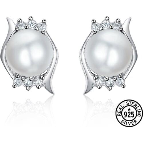 925 Sterling Silver Earring Engagement Wedding Freshwater Pearl Stud Earrings For Women Gifts Korean Style Fine Jewelry