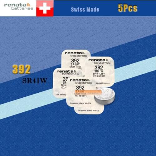 5 X renata Silver Oxide Watch Battery 392 SR41W 1.55V 100% original brand renata 392 renata 41 battery