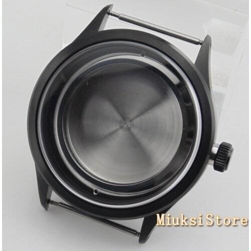 41mm sapphire glass black bezel steel watch case fit DG2813/3804,Miyota 82 Series movement