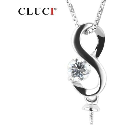 CLUCI 925 Sterling Silver Twist Women Charms Zircon Silver 925 Pearl Pendant Mounting Pendant Jewelry SP108SB