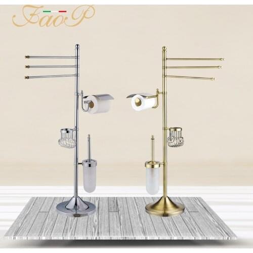 FAOP bathroom Toilet Brush Holders Gold Antique brass Roll Paper Hanger Paper Holders Bath towel back Bath Hardware Sets