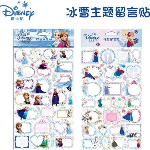 Disney Cartoon Writing Stickers Ice And Snow Theme Childrens Color Sticky Message Stickers Removable Name Stickers