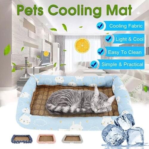 Breathable Anti-slip Spring Summer Pet Dog Bed Puppy Ice Silk Mat Cushion for Car Floor Sofa Cat Dogs Nest Kennel Mattress Pad