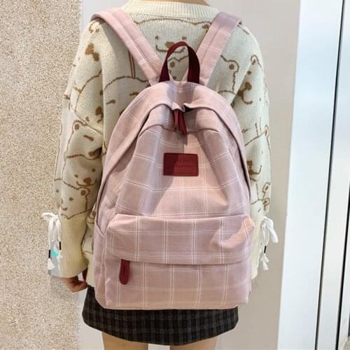 HOCODO Plaid Women Backpack Student Cute School Bag Rucksack Female Mochilas Feminina School Bags For Teenage Girs Canvas Bag