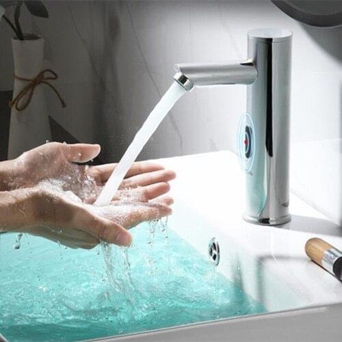 Sink Faucet with Hole Cover Plate Chrome Hands Free