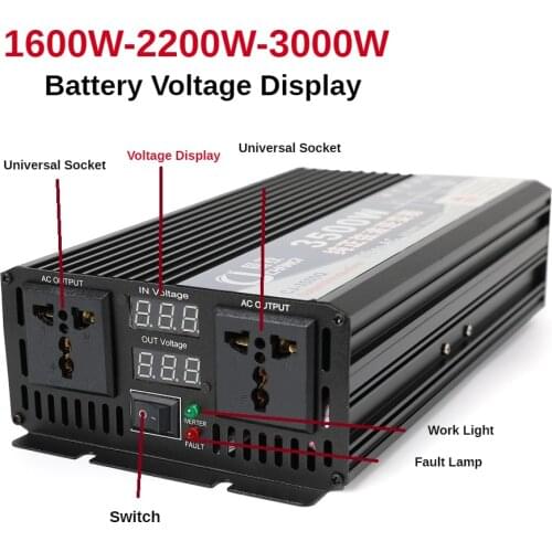 SUSWEPure Sine Wave Inverter DC12v/24vToAC110V/220V1600W 2000W 3000W Voltage Transformer Power Converter Solar Inverter60HZ/50hz