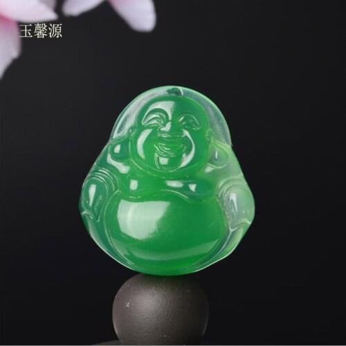 Fine Jewelry Fashion Natural Jade Medullary Carved Buddha Necklace Pendant Peace Lucky Lovers Gifts