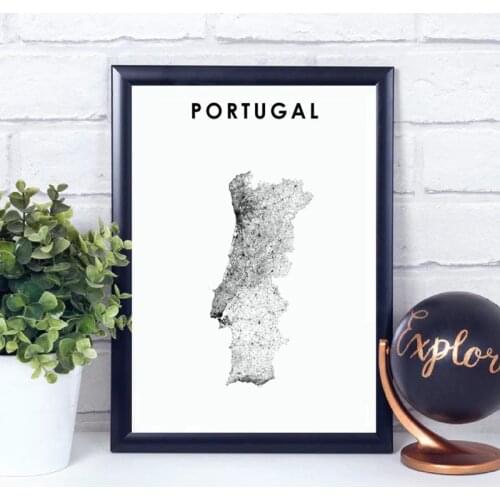 Portugal Map Poster Black White Wall Picture Prints Office Decor Portuguesa Map Modern Wall Art Canvas Painting Home Art Decor