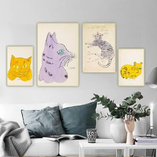 Canvas Oil Painting Andy Warhol"The Great Cat"Pop Art Avant-garde Visual Art Aesthetic Poster Wall Home Decoration