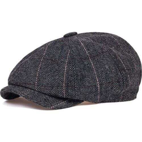 Unisex Autumn Winter Newsboy Caps Men And Women Warm Tweed Octagonal Hats For Male Detective Hats Retro Flat Caps tide gorras