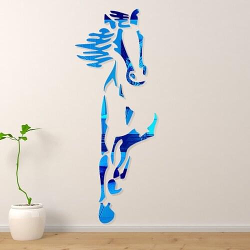 Chinese Style Horse 3d Acrylic Wall stickers Living room Restaurant Wall decoration stickers Creative DIY Mirror Wall sticker