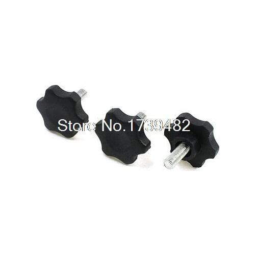 M8 x 20mm Thread 40mm Diameter Antislip Star Shaped Head Clamping Knob 3Pcs